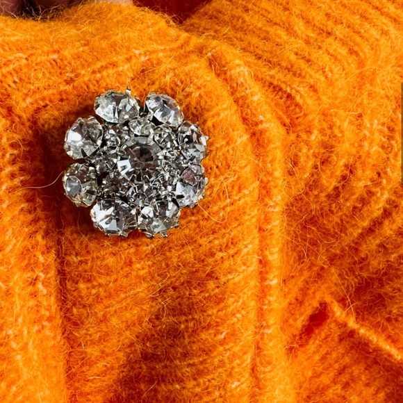 Ganni Orange Knit Crystal-Embellished Cardigan - Picture 5 of 8